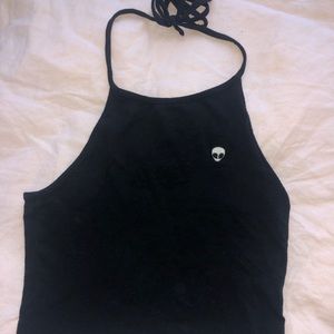 Brandy Melville-esque black alien halter top